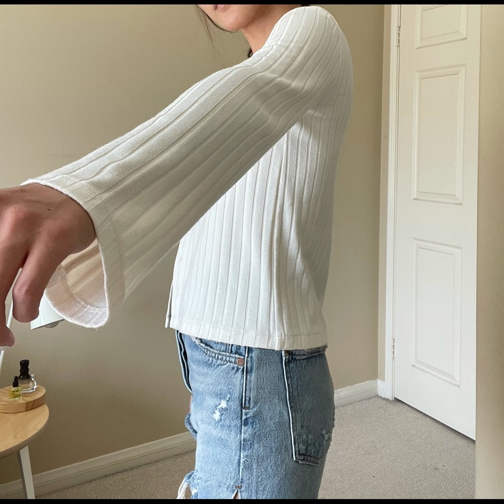 Madewell Cream Ribbed Button Up Top